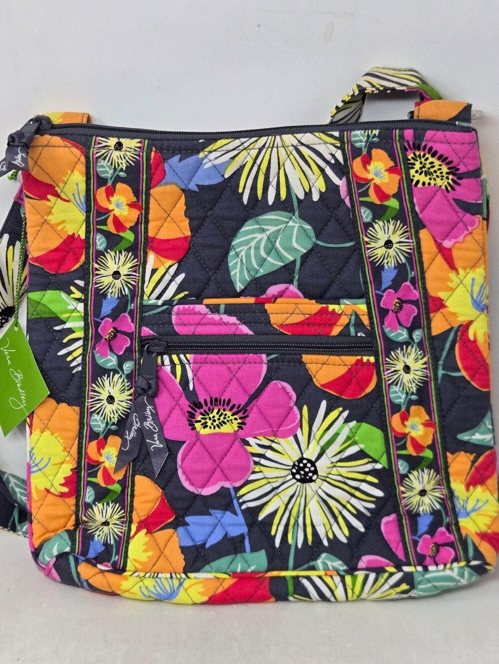 Vera Bradley Crossbody Hipster Jazzy Blooms Handbag Purse Gray Pink NEW NWT